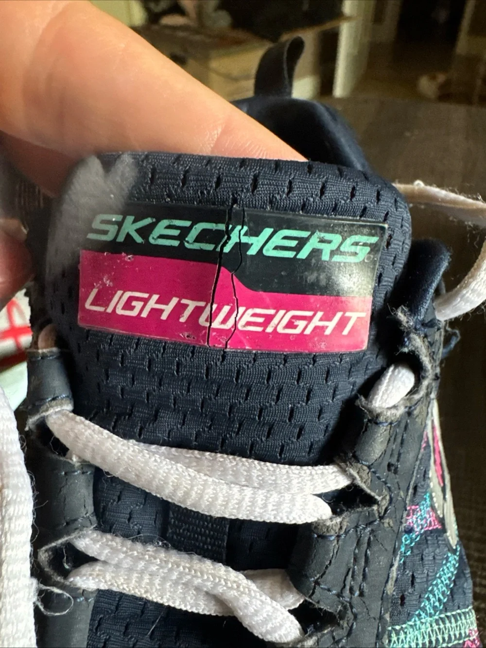 SKECHERS Flex Sole Women Size 8.5 Navy Lace-Up Textile Walking Sneakers